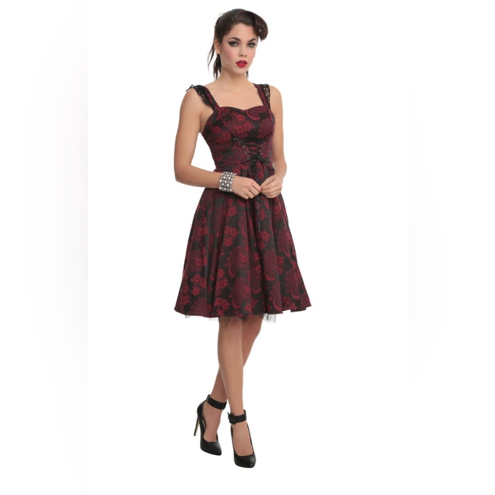 Elegant Black and Red Lace Dress Size SM Size 6